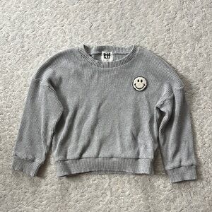 Gray Long Sleeve Tee with Ribbed Cuffs
